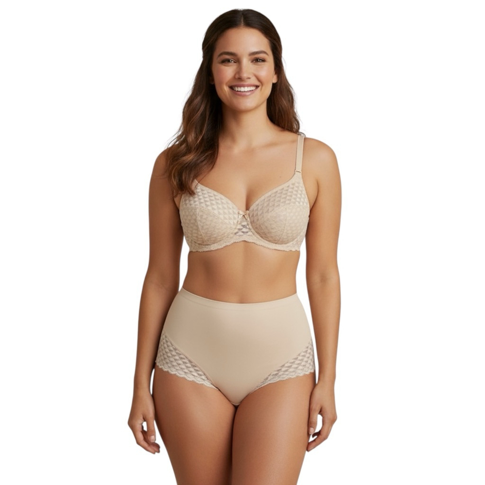 Simone Pérèle Size 3 Med Beige Lace Shapewear Briefs Only Sculpting High Rise